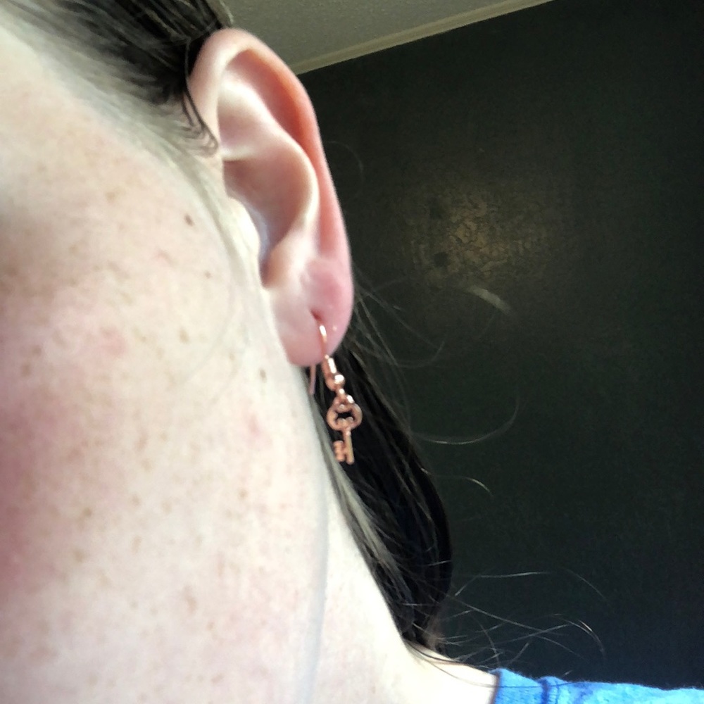 Rose gold key earrings